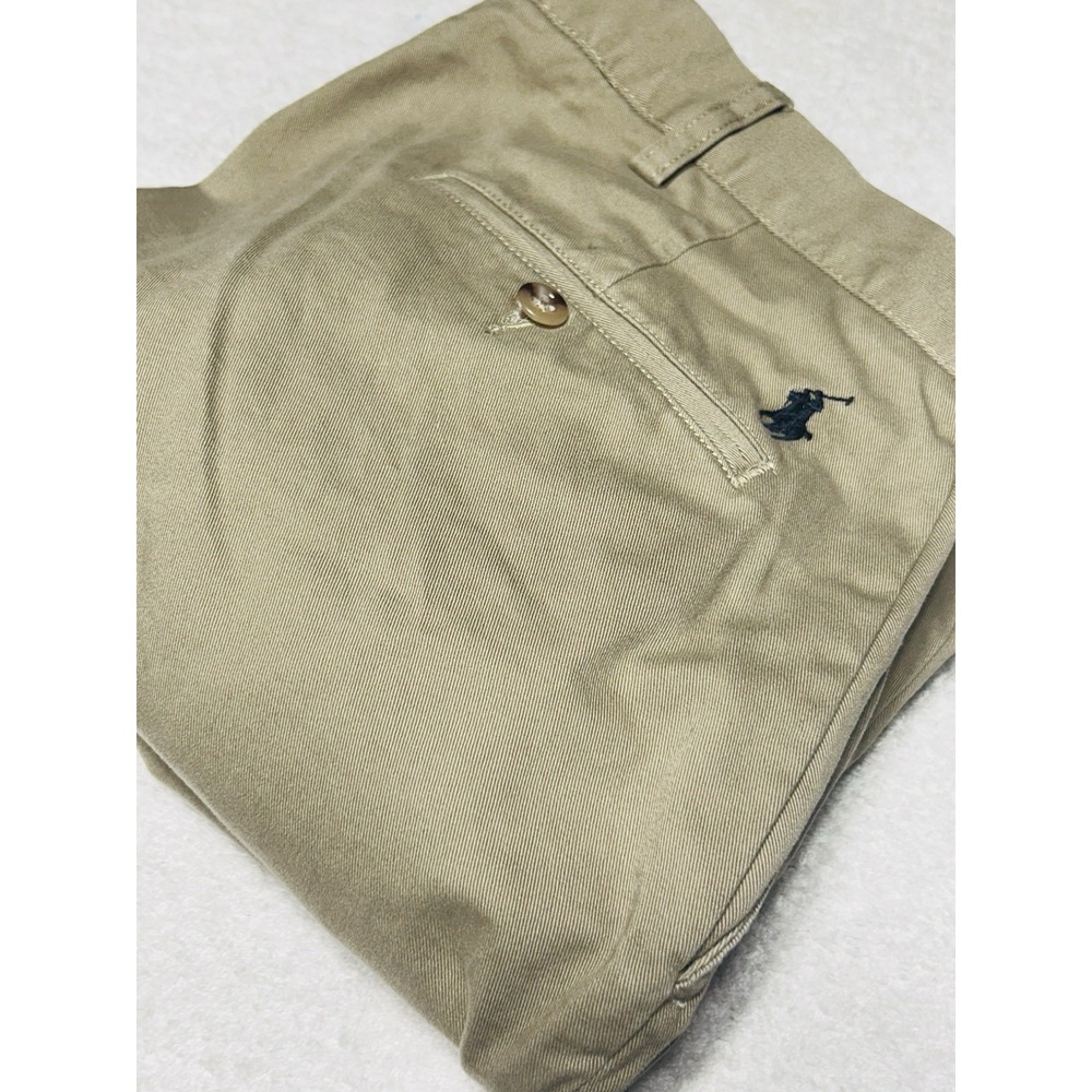 Polo Ralph Lauren Mens Chino Flat Front Straight Pants Tan Khaki 30/32 Preppy